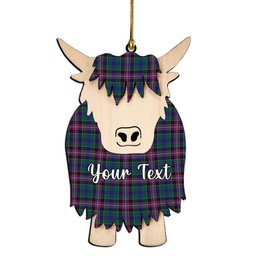 ScotsTee Shop Scottish Pitcairn Hunting Modern Couple Tartan Highland Cow Ornament Acrylic