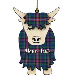 ScotsTee Shop Scottish Pitcairn Hunting Modern Couple Tartan Highland Cow Ornament Acrylic