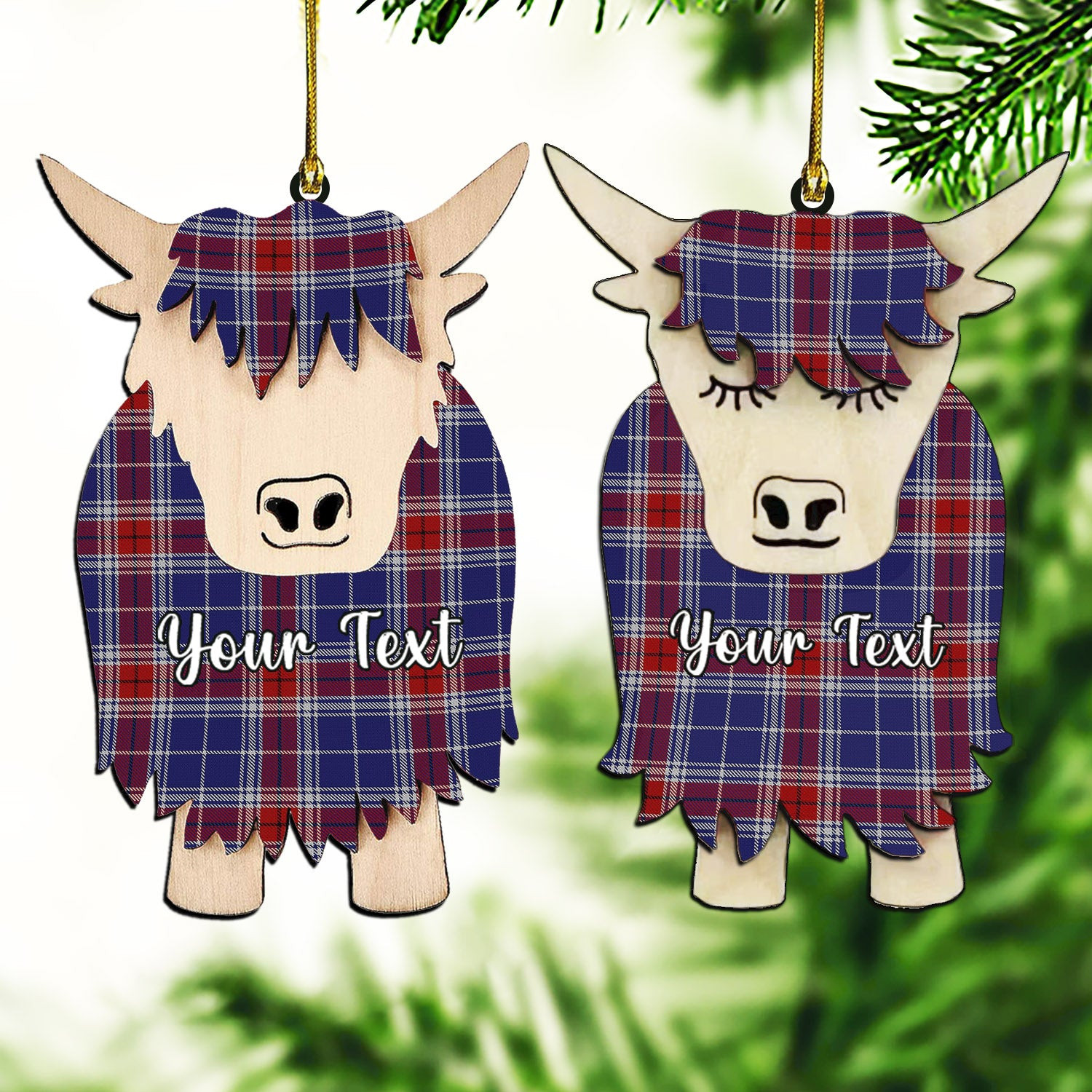 ScotsTee Shop Scottish Yudo Couple Tartan Highland Cow Ornament Acrylic