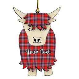 ScotsTee Shop Scottish MacFarlane Modern Couple Tartan Highland Cow Ornament Acrylic