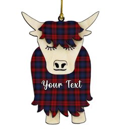 ScotsTee Shop Scottish McLaughlin Couple Tartan Highland Cow Ornament Acrylic