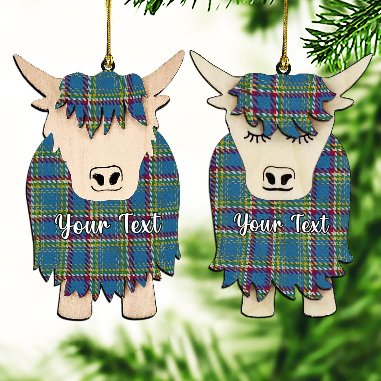 ScotsTee Shop Scottish Yukon Couple Tartan Highland Cow Ornament Acrylic