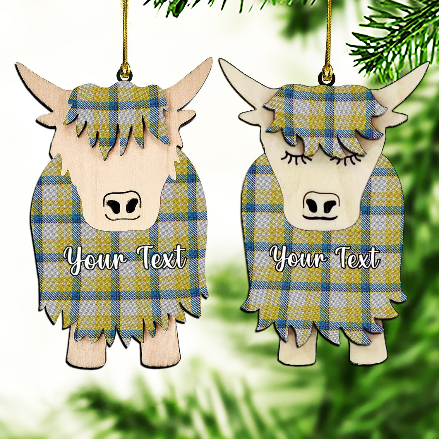 ScotsTee Shop Scottish MacGrath Couple Tartan Highland Cow Ornament Acrylic