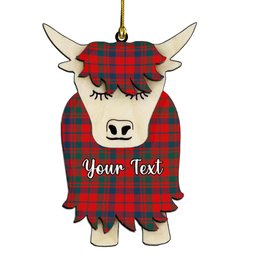 ScotsTee Shop Scottish Lumsden of Kintore Modern Couple Tartan Highland Cow Ornament Acrylic