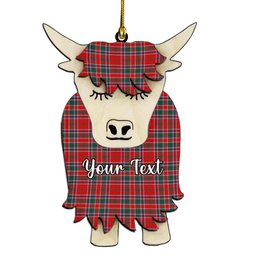 ScotsTee Shop Scottish McDonald of Lochmaddy Modern Couple Tartan Highland Cow Ornament Acrylic