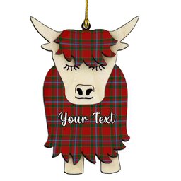 ScotsTee Shop Scottish Stewart of Fingask 1 Couple Tartan Highland Cow Ornament Acrylic