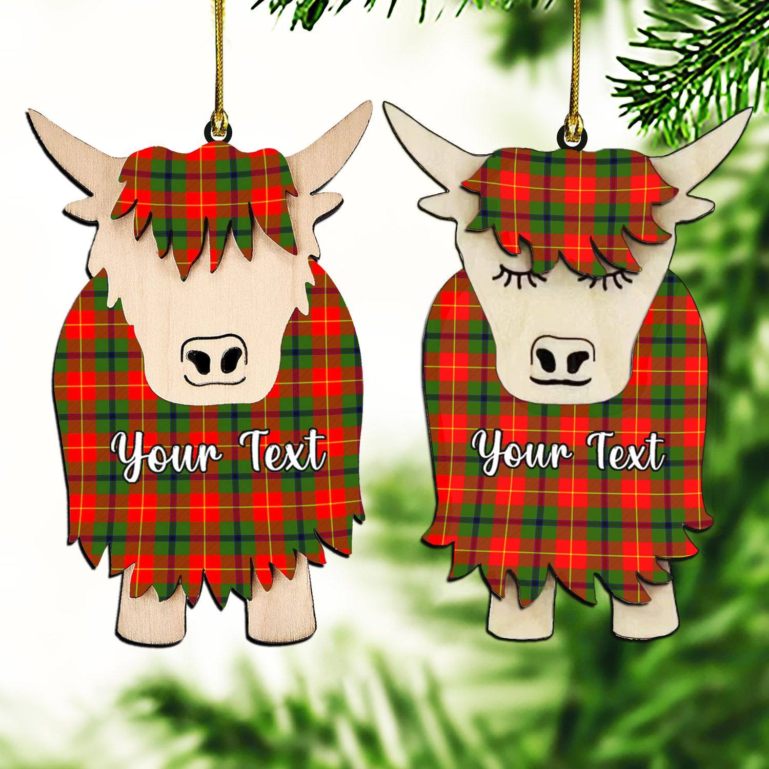 ScotsTee Shop Scottish Turnbull SC Couple Tartan Highland Cow Ornament Acrylic