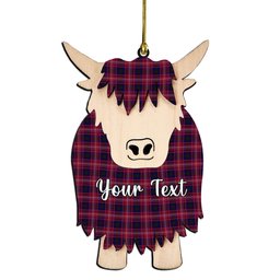 ScotsTee Shop Scottish Tullis Russell Couple Tartan Highland Cow Ornament Acrylic