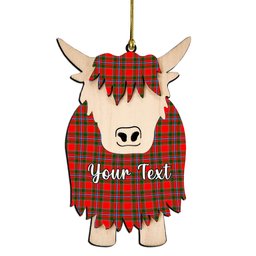 ScotsTee Shop Scottish Perthshire District Couple Tartan Highland Cow Ornament Acrylic