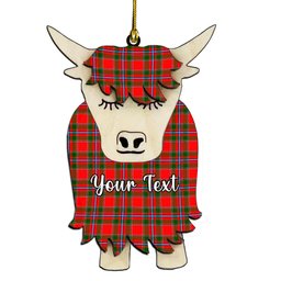 ScotsTee Shop Scottish Perthshire District Couple Tartan Highland Cow Ornament Acrylic