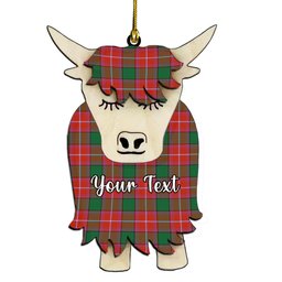 ScotsTee Shop Scottish Rattray Ancient Couple Tartan Highland Cow Ornament Acrylic