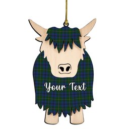 ScotsTee Shop Scottish Johnston 1 Couple Tartan Highland Cow Ornament Acrylic