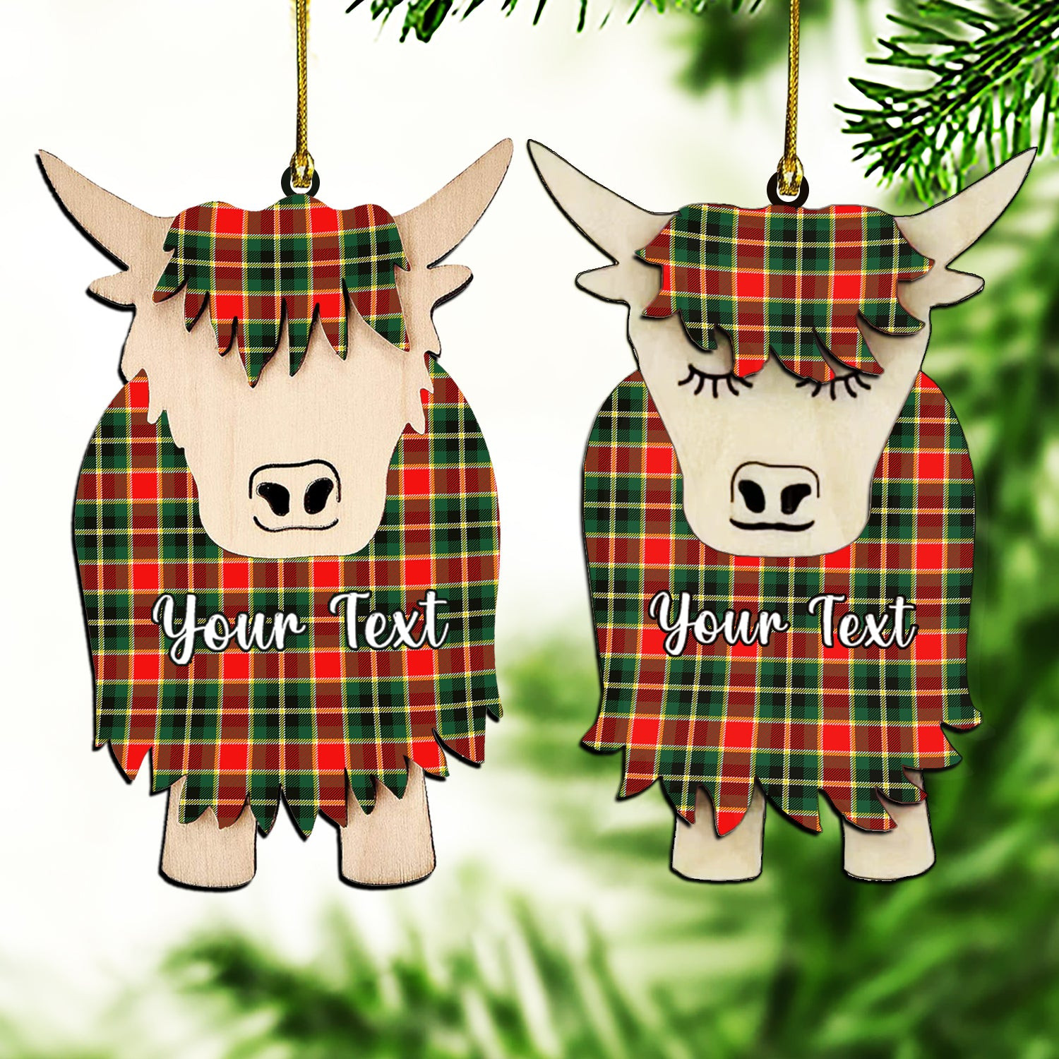 ScotsTee Shop Scottish MacLachlan Hunting Modern Couple Tartan Highland Cow Ornament Acrylic