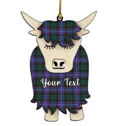 ScotsTee Shop Scottish Guthrie Modern Couple Tartan Highland Cow Ornament Acrylic