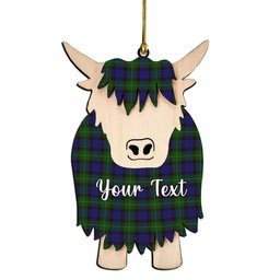 ScotsTee Shop Scottish Sinclair Brown Couple Tartan Highland Cow Ornament Acrylic
