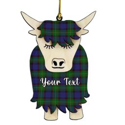 ScotsTee Shop Scottish Sinclair Brown Couple Tartan Highland Cow Ornament Acrylic