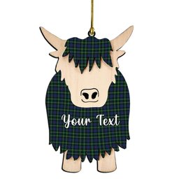 ScotsTee Shop Scottish Graham of Montrose 3 Couple Tartan Highland Cow Ornament Acrylic
