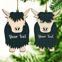 ScotsTee Shop Scottish Graham of Montrose 3 Couple Tartan Highland Cow Ornament Acrylic