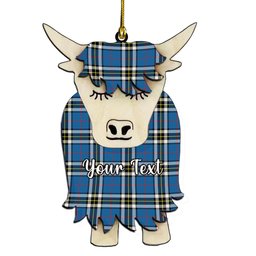 ScotsTee Shop Scottish MacThomas Blue Modern Couple Tartan Highland Cow Ornament Acrylic