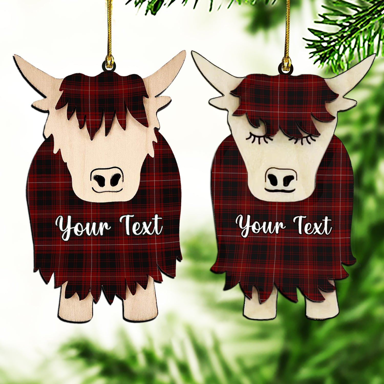 ScotsTee Shop Scottish Killin Couple Tartan Highland Cow Ornament Acrylic