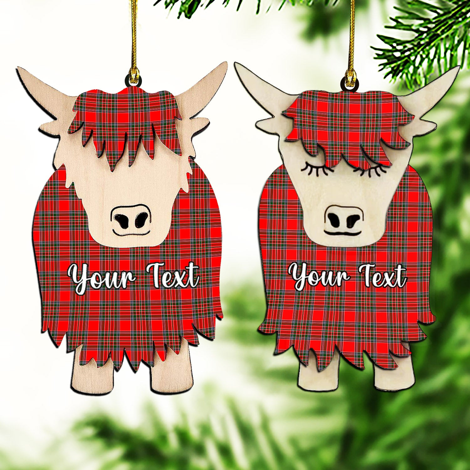 ScotsTee Shop Scottish McBean Modern Couple Tartan Highland Cow Ornament Acrylic