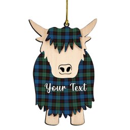 ScotsTee Shop Scottish Guthrie Couple Tartan Highland Cow Ornament Acrylic