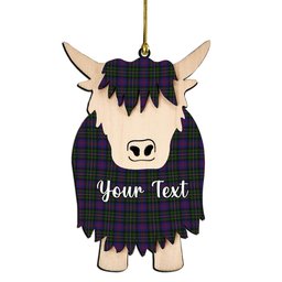ScotsTee Shop Scottish MacCallum of Berwick Couple Tartan Highland Cow Ornament Acrylic