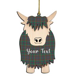 ScotsTee Shop Scottish Russell Old Ancient Couple Tartan Highland Cow Ornament Acrylic