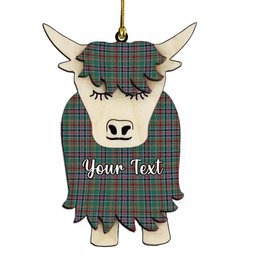 ScotsTee Shop Scottish Russell Old Ancient Couple Tartan Highland Cow Ornament Acrylic