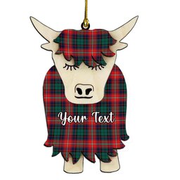 ScotsTee Shop Scottish Rattray of Lude Modern Couple Tartan Highland Cow Ornament Acrylic