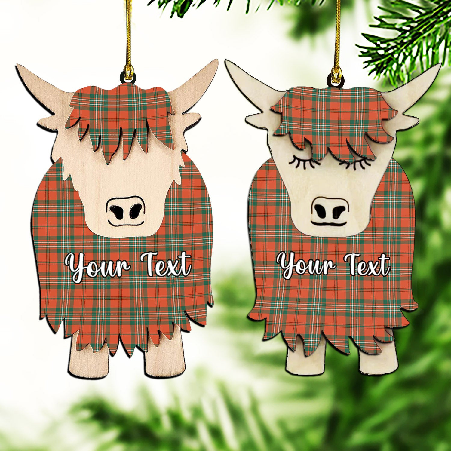 ScotsTee Shop Scottish Scott Ancient Couple Tartan Highland Cow Ornament Acrylic