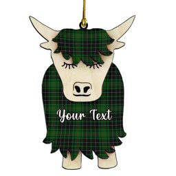 ScotsTee Shop Scottish McAuley Hunting Couple Tartan Highland Cow Ornament Acrylic