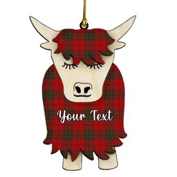 ScotsTee Shop Scottish MacNab Couple Tartan Highland Cow Ornament Acrylic