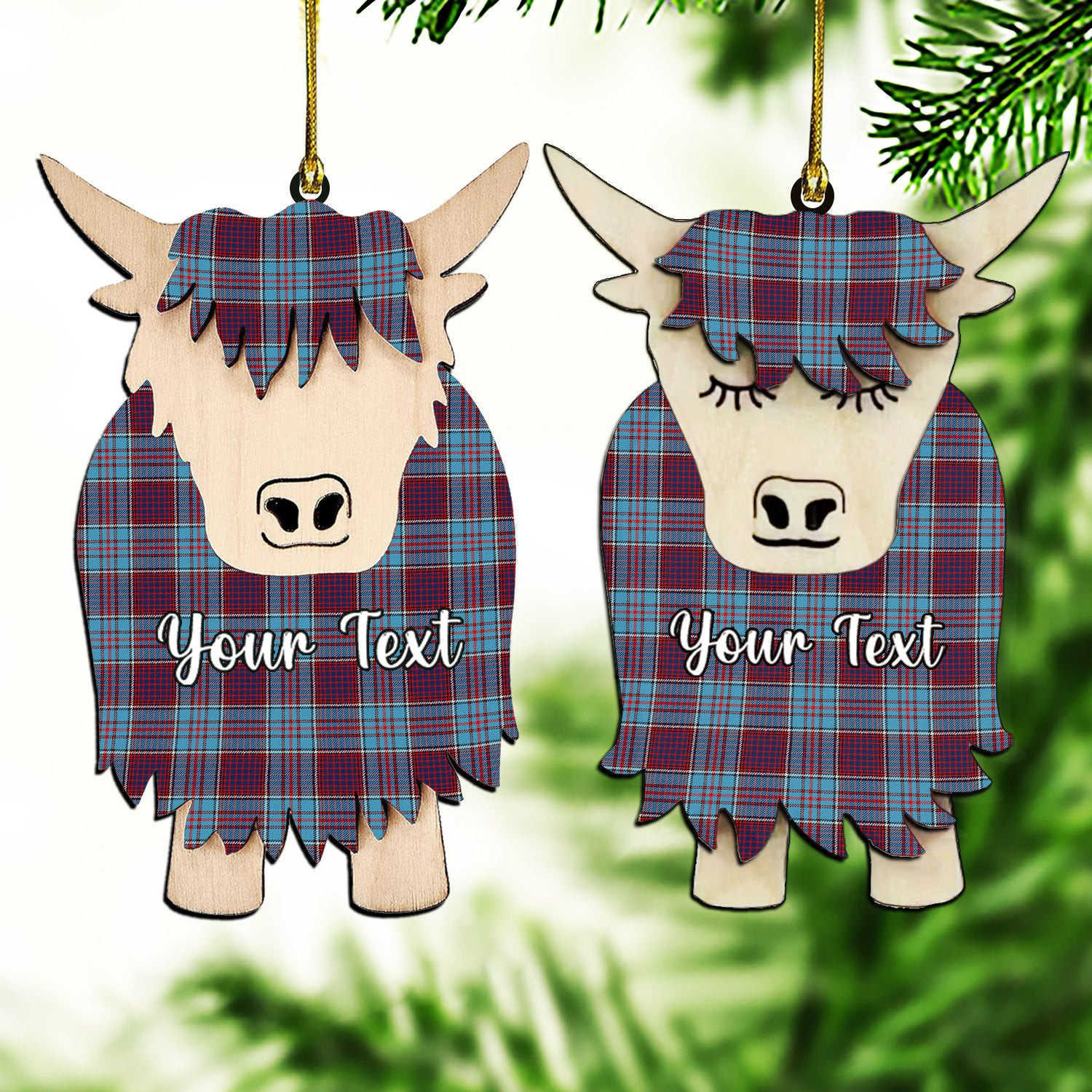 ScotsTee Shop Scottish Royal Canadian Air Force Modern Couple Tartan Highland Cow Ornament Acrylic