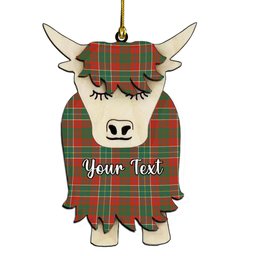 ScotsTee Shop Scottish Russell USA Ancient Couple Tartan Highland Cow Ornament Acrylic