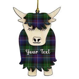 ScotsTee Shop Scottish Rankin Dalgleish 2 Couple Tartan Highland Cow Ornament Acrylic