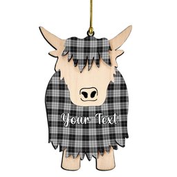 ScotsTee Shop Scottish McLeod Black and White Couple Tartan Highland Cow Ornament Acrylic