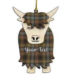 ScotsTee Shop Scottish Stewart Hunting Weathered Couple Tartan Highland Cow Ornament Acrylic