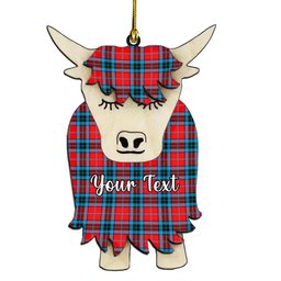 ScotsTee Shop Scottish McTavish Modern Couple Tartan Highland Cow Ornament Acrylic