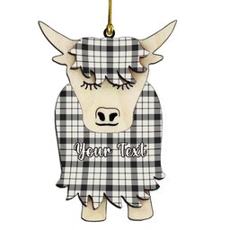 ScotsTee Shop Scottish McFarlane Black White Ancient Couple Tartan Highland Cow Ornament Acrylic
