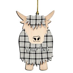 ScotsTee Shop Scottish McFarland Black White Ancient Couple Tartan Highland Cow Ornament Acrylic