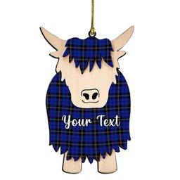 ScotsTee Shop Scottish Swan Couple Tartan Highland Cow Ornament Acrylic