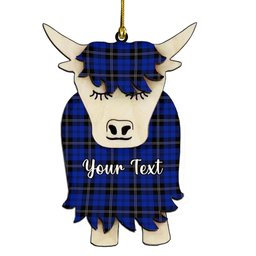 ScotsTee Shop Scottish Swan Couple Tartan Highland Cow Ornament Acrylic