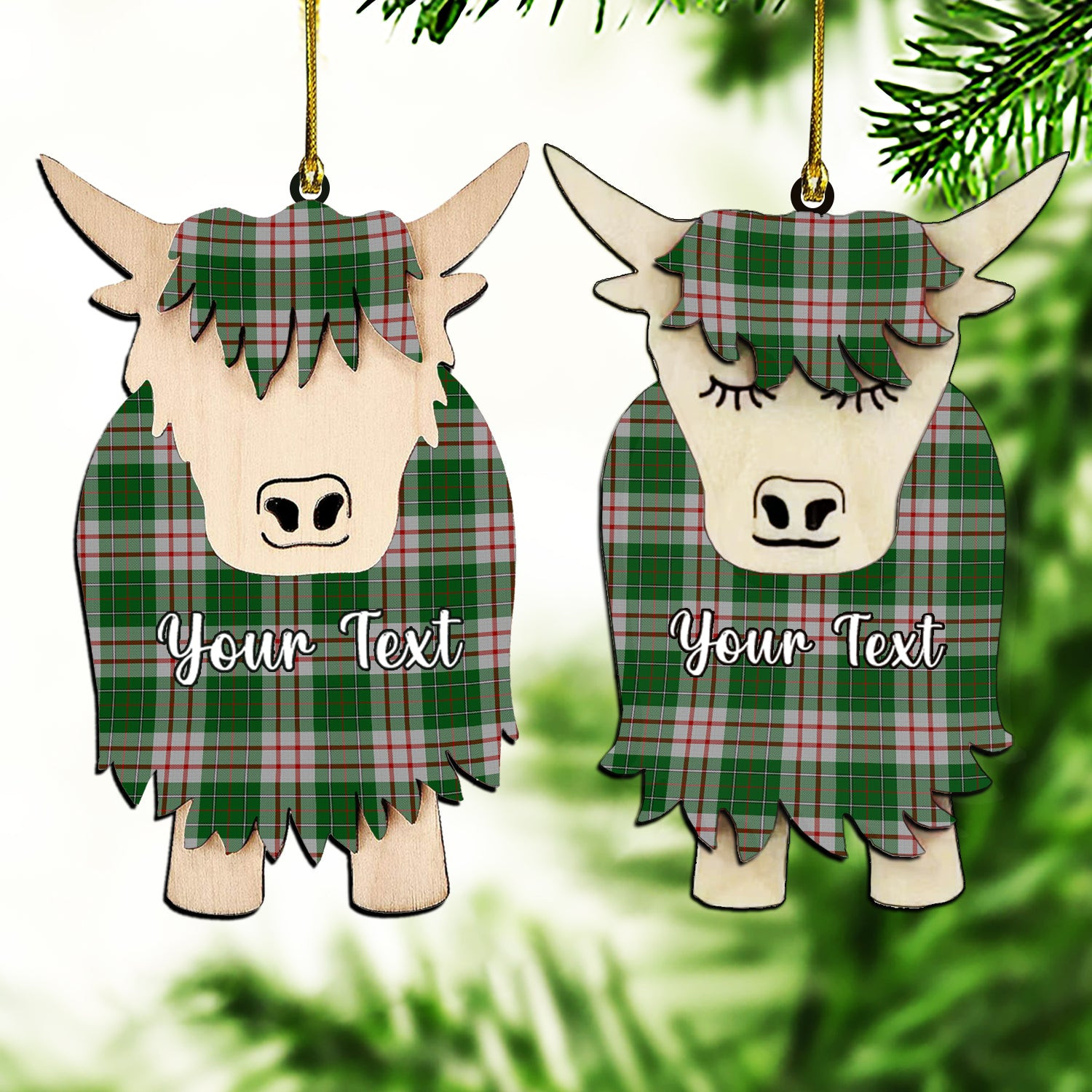 ScotsTee Shop Scottish MacDiarmid Dress Couple Tartan Highland Cow Ornament Acrylic
