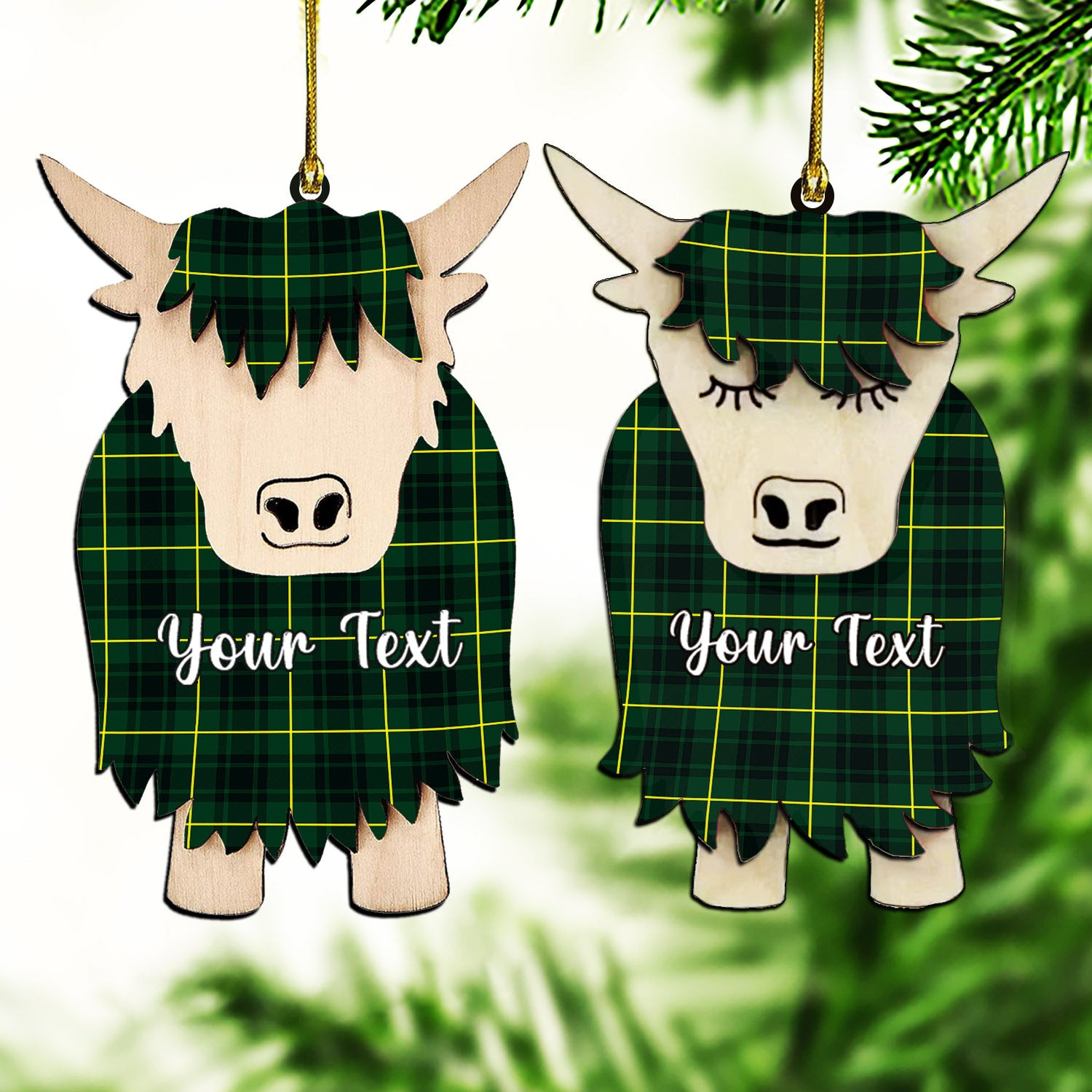 ScotsTee Shop Scottish McArthur Modern Couple Tartan Highland Cow Ornament Acrylic