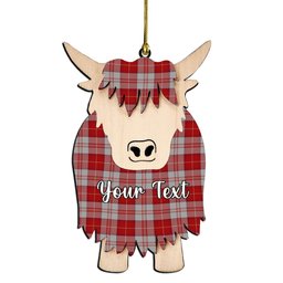 ScotsTee Shop Scottish Menzies 3 Couple Tartan Highland Cow Ornament Acrylic