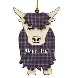 ScotsTee Shop Scottish Yukon (asymmetric) Couple Tartan Highland Cow Ornament Acrylic