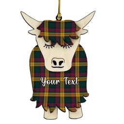 ScotsTee Shop Scottish McMillan Modern Couple Tartan Highland Cow Ornament Acrylic