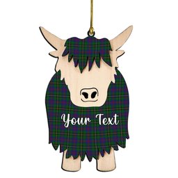 ScotsTee Shop Scottish Wood Couple Tartan Highland Cow Ornament Acrylic
