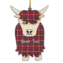 ScotsTee Shop Scottish Ritchie Modern Clan Couple Tartan Highland Cow Ornament Acrylic